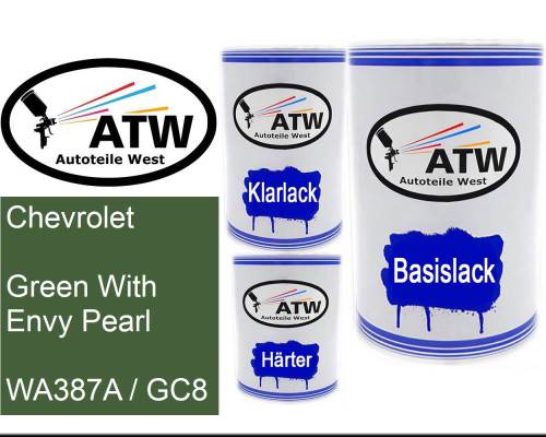 Chevrolet, Green With Envy Pearl, WA387A / GC8: 500ml Lackdose + 500ml Klarlack + 250ml Härter - Set, von ATW Autoteile West.